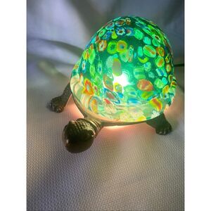 Murano Style Millefiori Glass Turtle Night Light Lamp Colorful Art Glass Decor